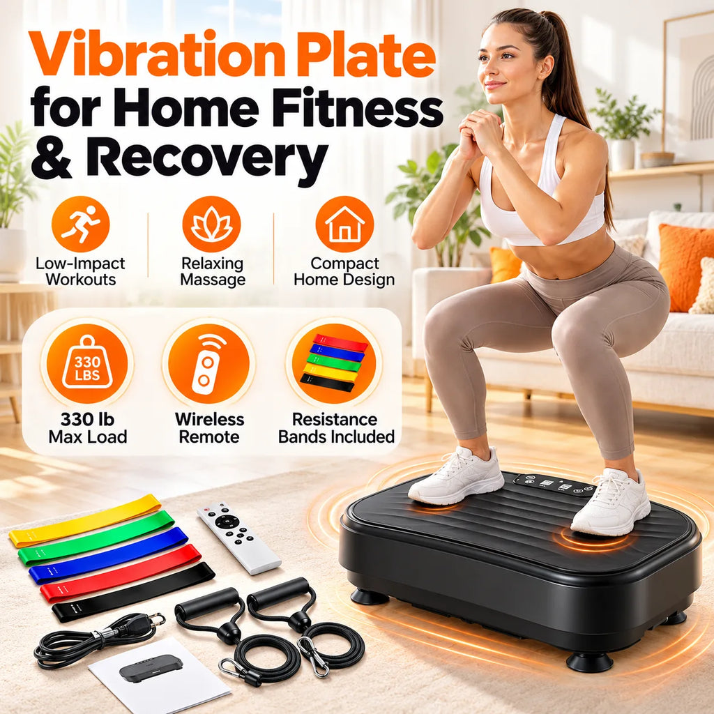 Whole Body Vibration Plate Exercise Machine – 99 Speed Levels, 5 Preset Programs, Resistance Bands Included, Supports 330 lbs, Quiet Vibration Platform for Home Fitness, Toning & Recovery