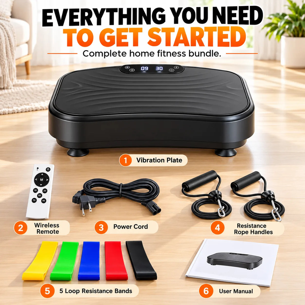 Whole Body Vibration Plate Exercise Machine – 99 Speed Levels, 5 Preset Programs, Resistance Bands Included, Supports 330 lbs, Quiet Vibration Platform for Home Fitness, Toning & Recovery
